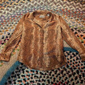 Scotch & Soda Tan Abstract Snake Print Viscose V-Neck Top XS